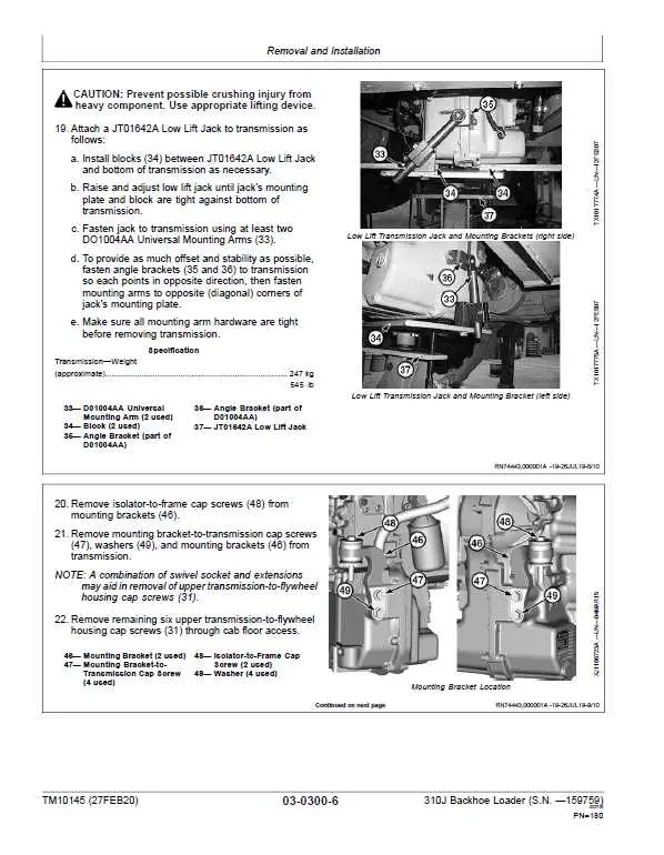 john deere 310j bushing replacement diagram