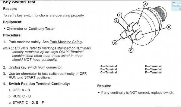 john deere 316 ignition switch diagram