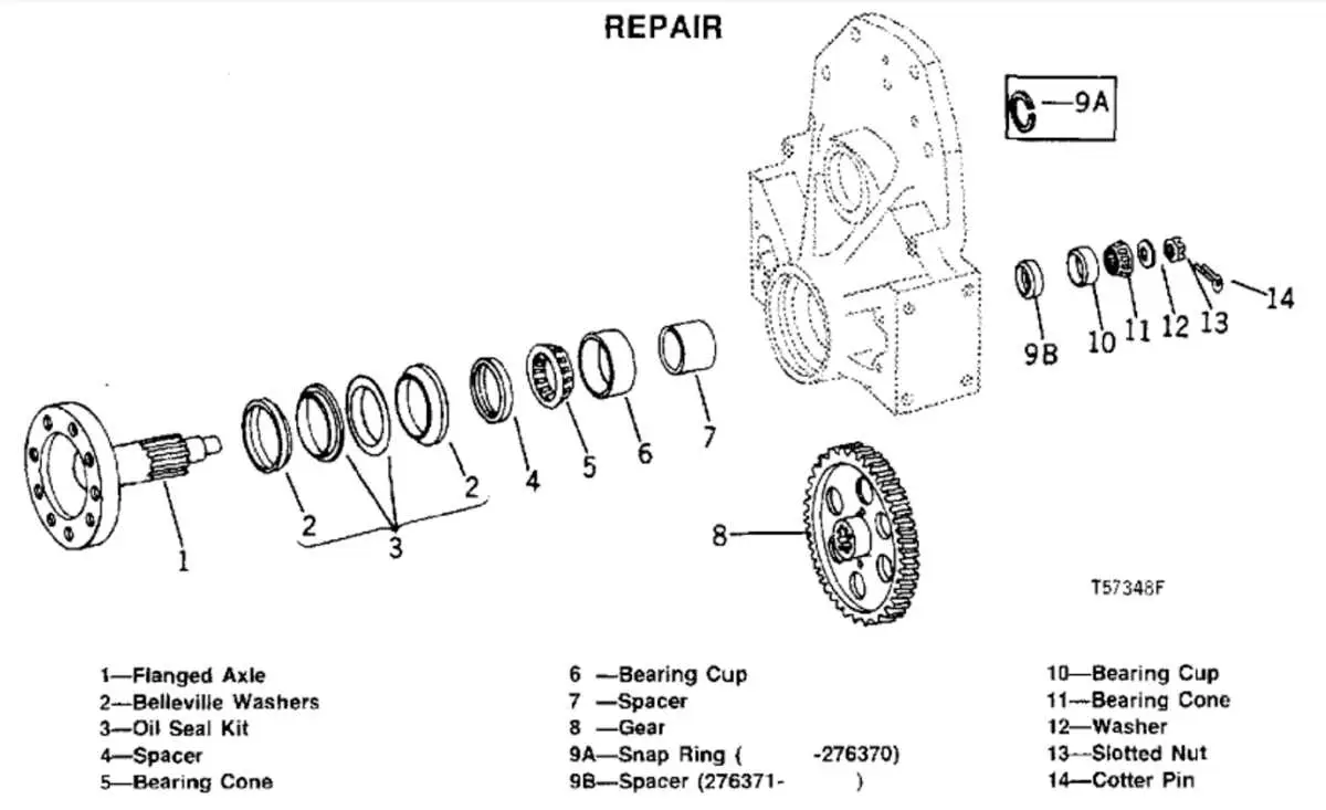 john deere 350 crawler throwout bearing bushing diagram
