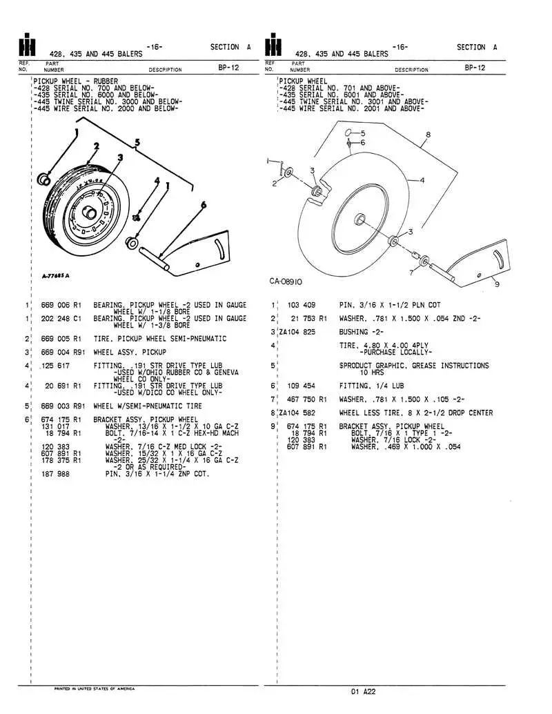 john deere 435 round baler parts diagram