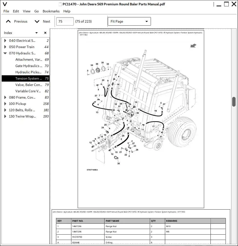 john deere 569 baler parts diagram
