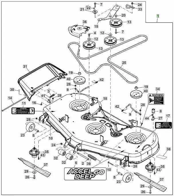 john deere 60 inch 400 mower deck belt diagram