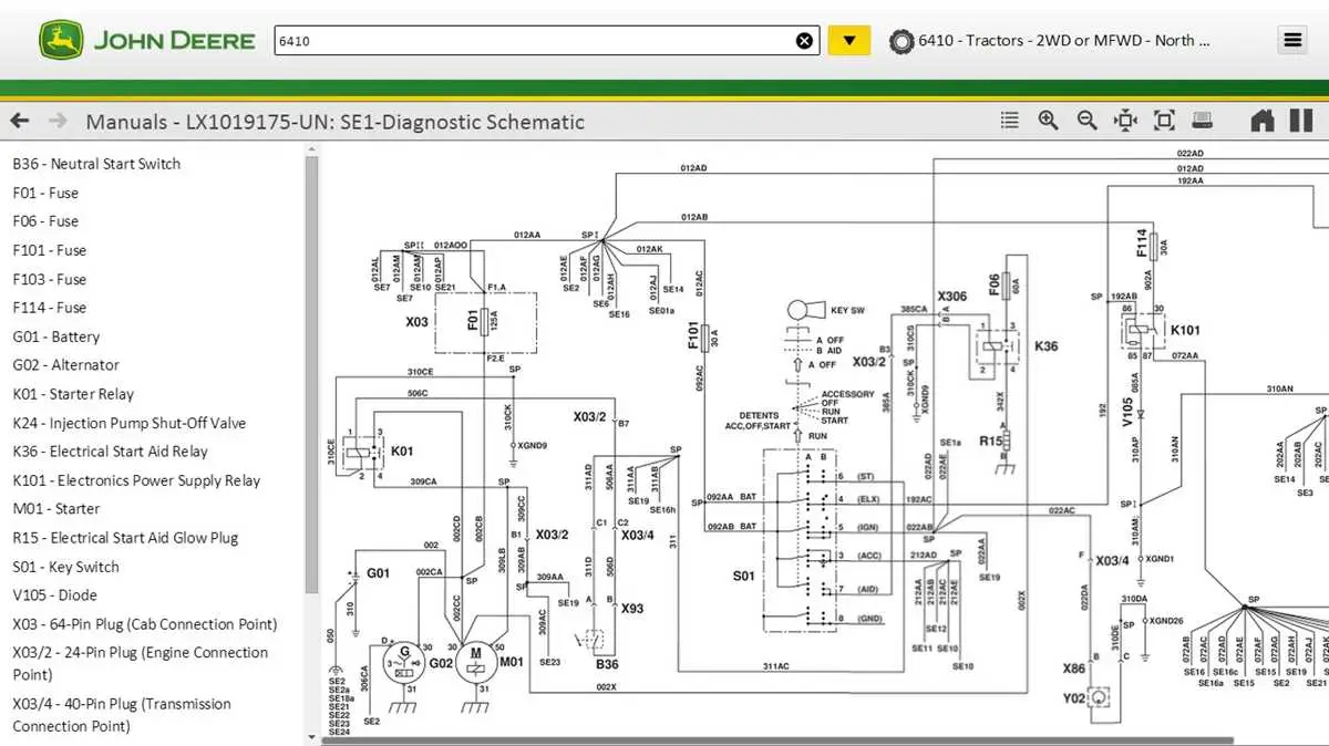 john deere 6410 fuse box diagram