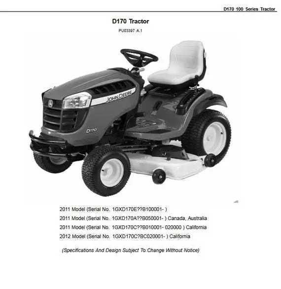 john deere d170 parts diagram