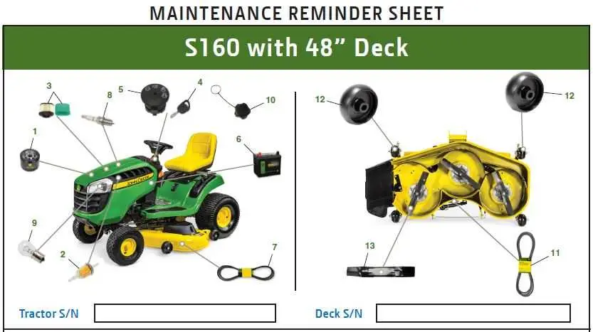 john deere diagram for changing the tray
