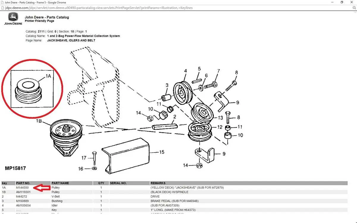 john deere double pulley parts diagram