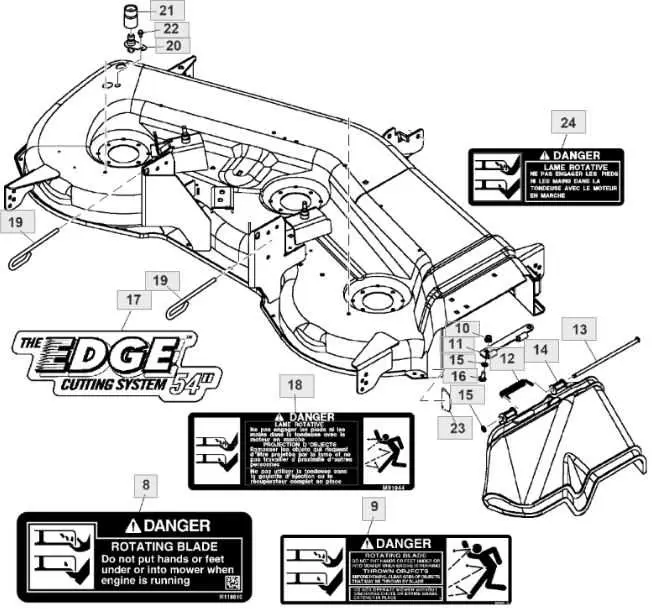 john deere gt245 54c mower deck parts diagram