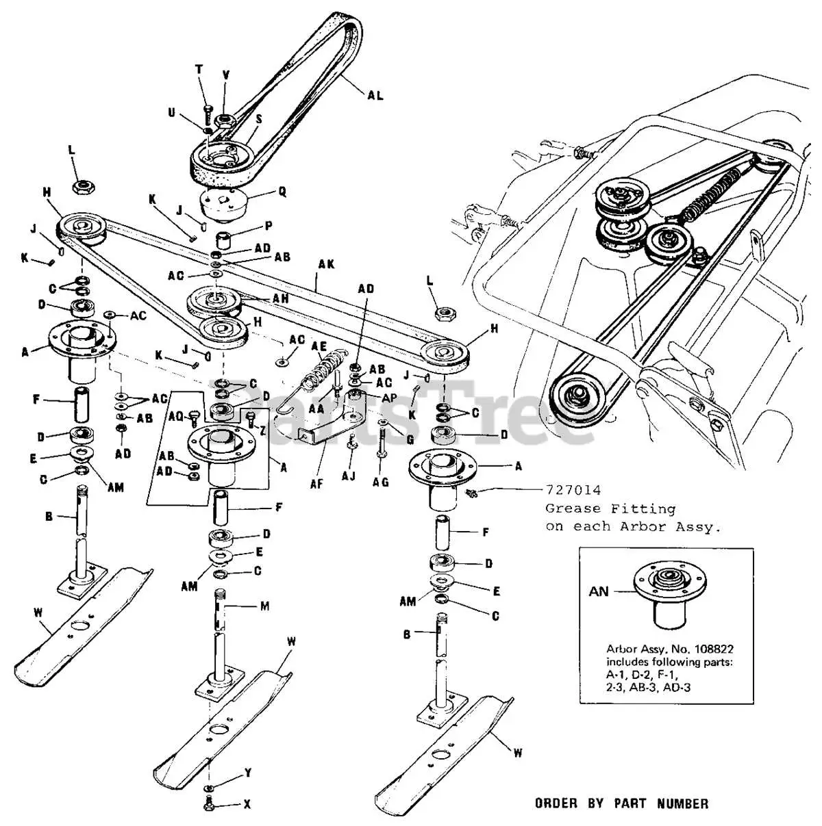 john deere l130 mower deck parts diagram