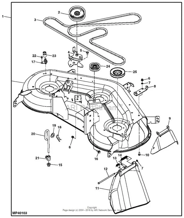 john deere la100 deck belt diagram