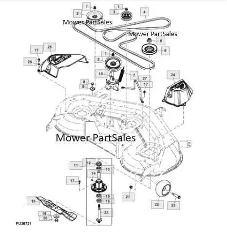 john deere lt133 mower deck parts diagram