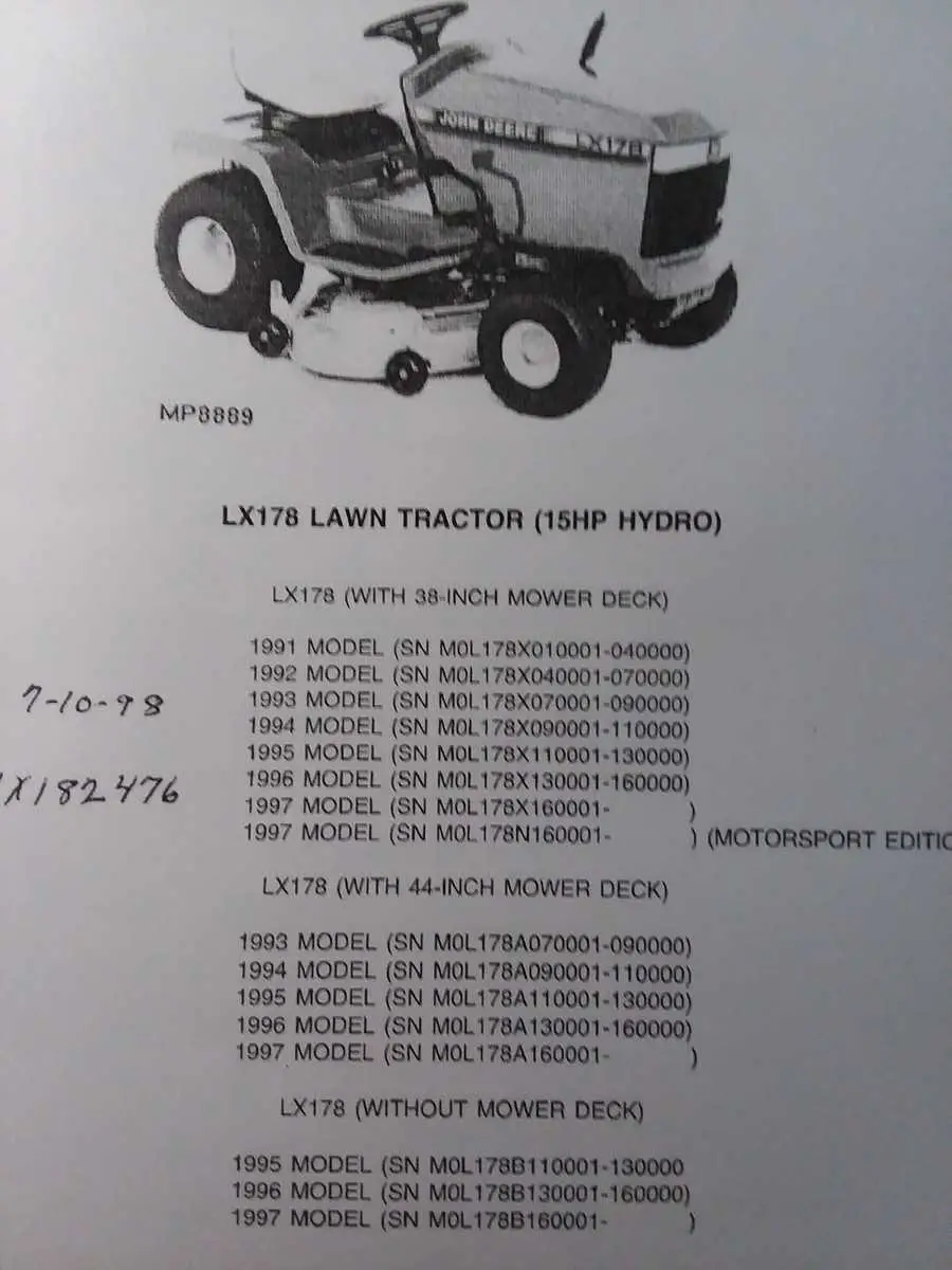 john deere lx186 parts diagram
