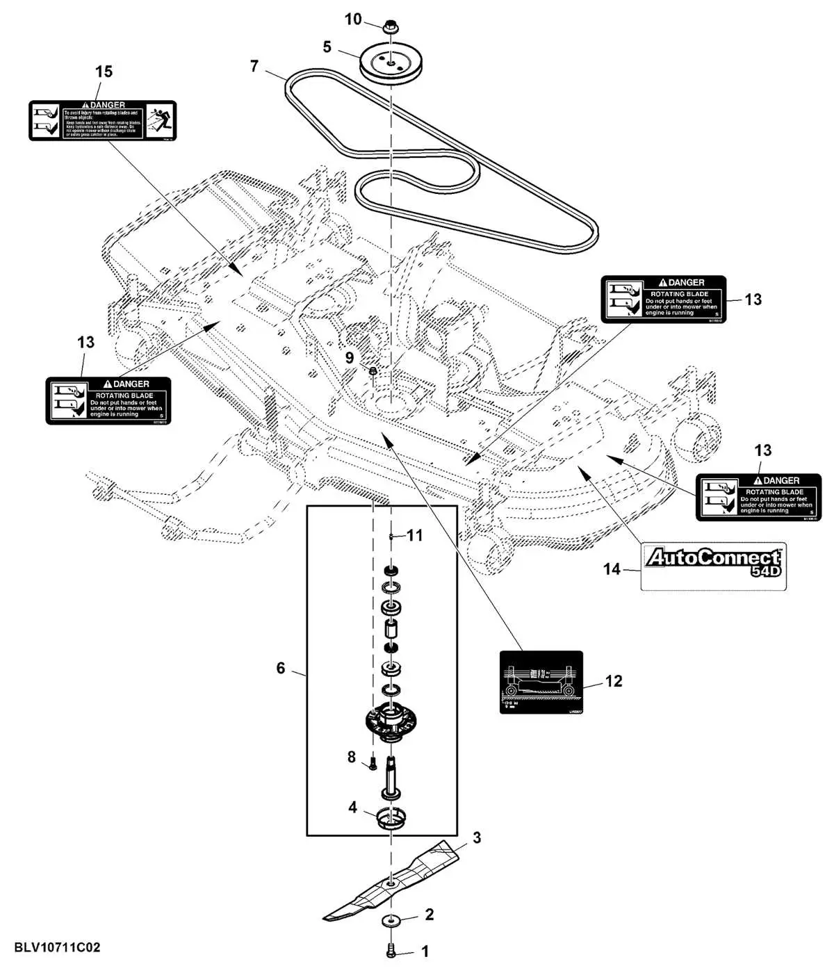 john deere mower deck parts diagram