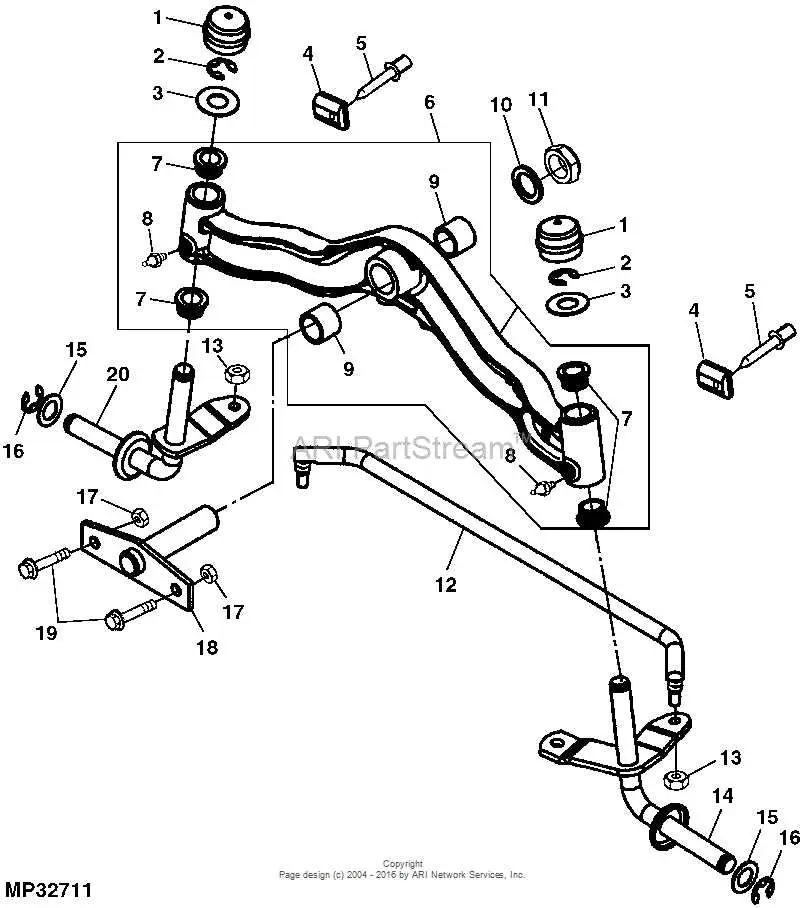 john deere mower tie rod steering diagram