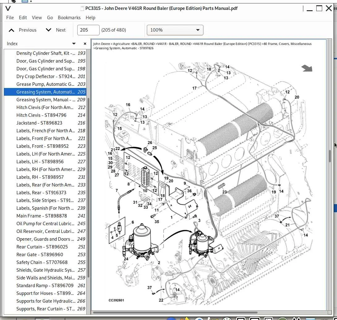 john deere round baler parts diagram