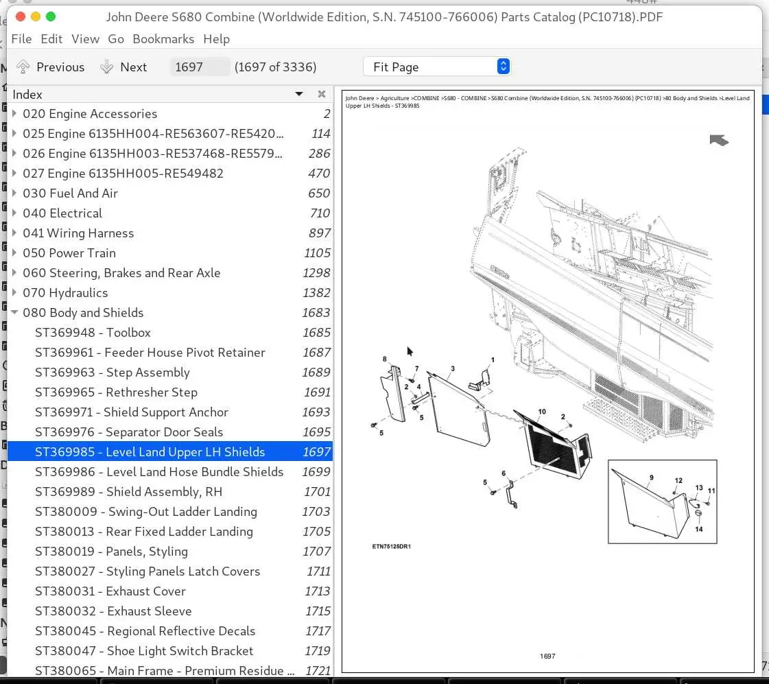 john deere s680 parts diagram