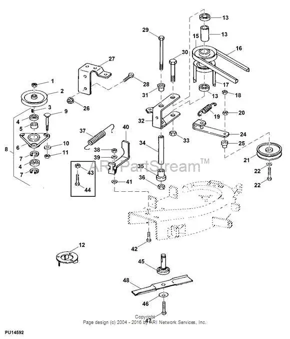 john deere stx38 black mower deck parts diagram