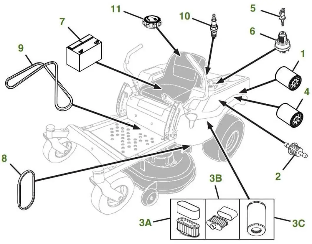 john deere z445 54 inch deck parts diagram