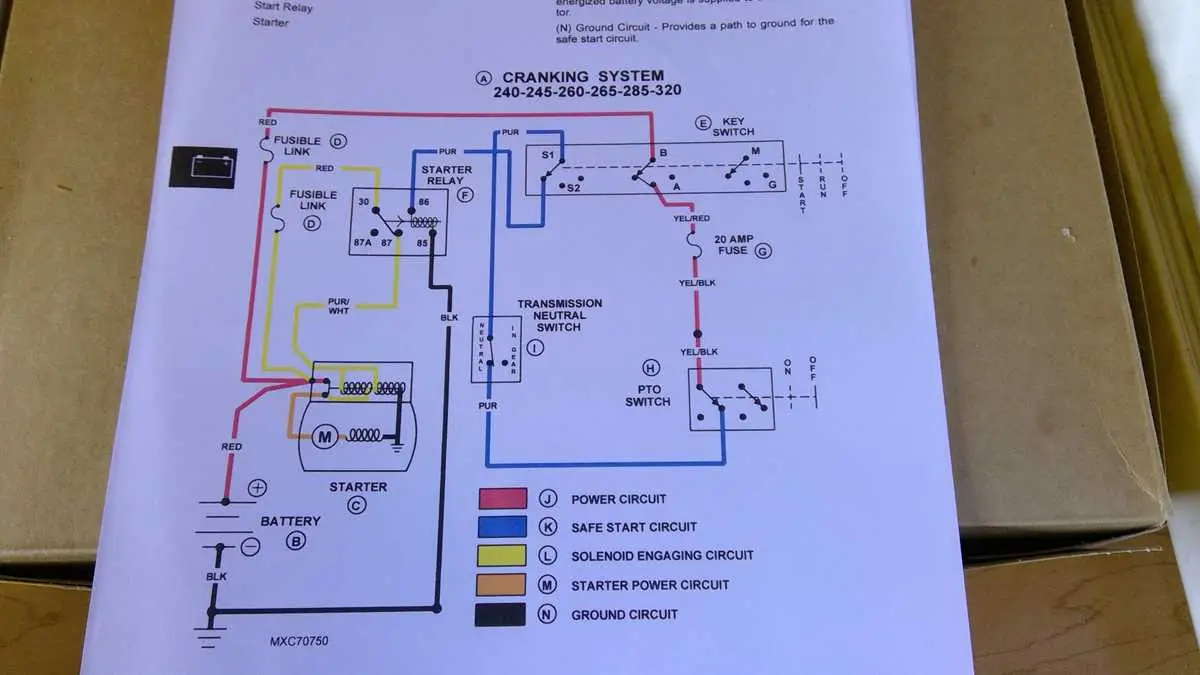 john deere 240 tractor starter solenoid wiring diagram