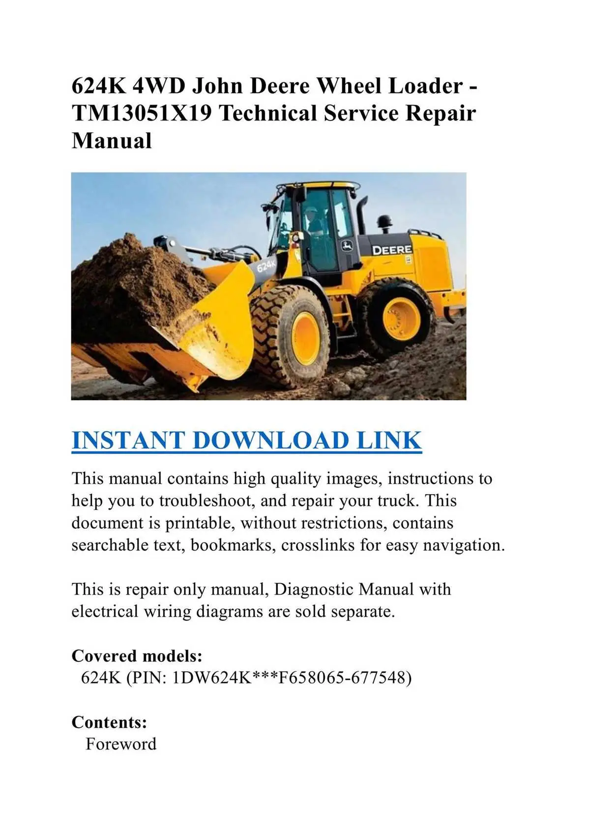 john deere 624k wiring diagram