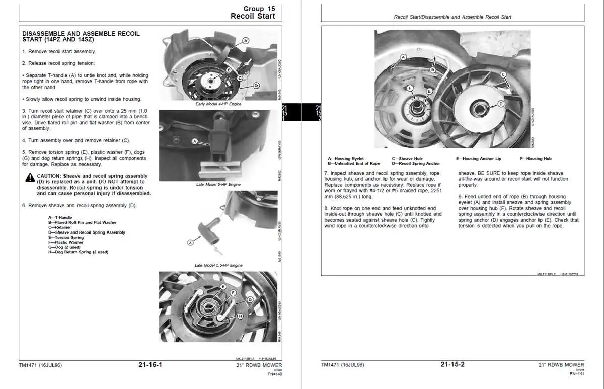 john deere 14sb recoil starter diagram