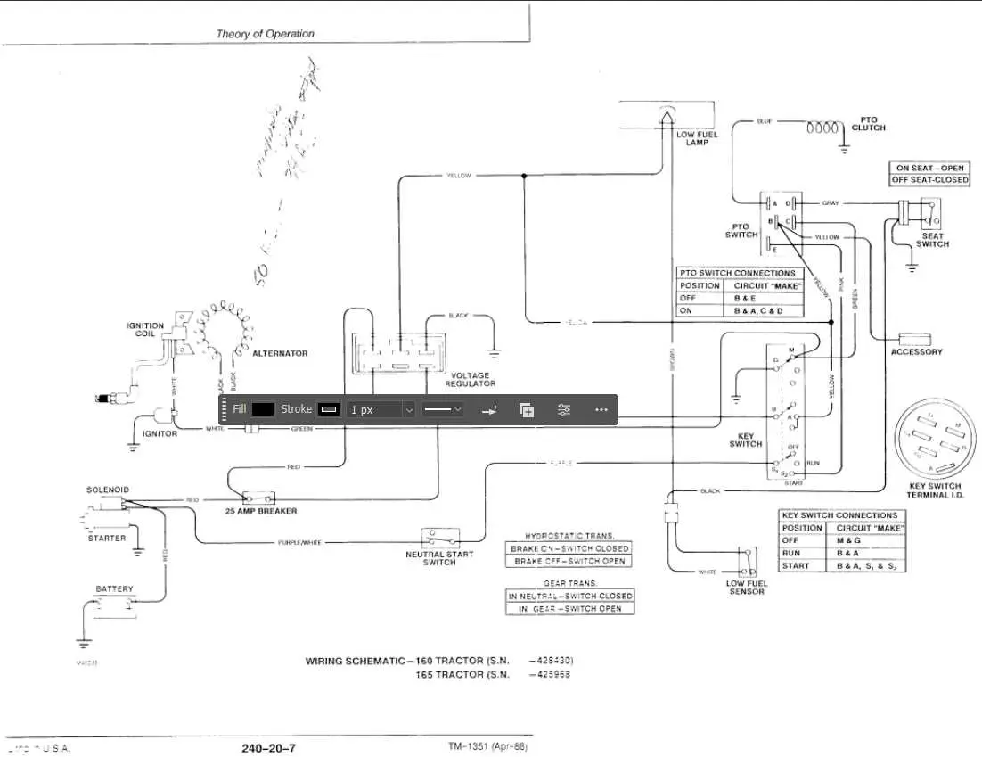 john deere 240 garden tractor ignition wiring diagram