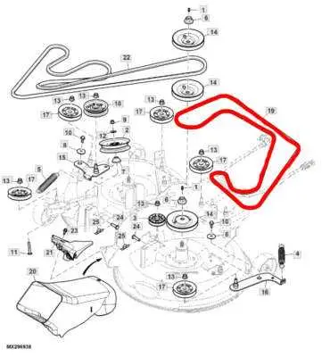 john deere 300e mower deck belt diagram