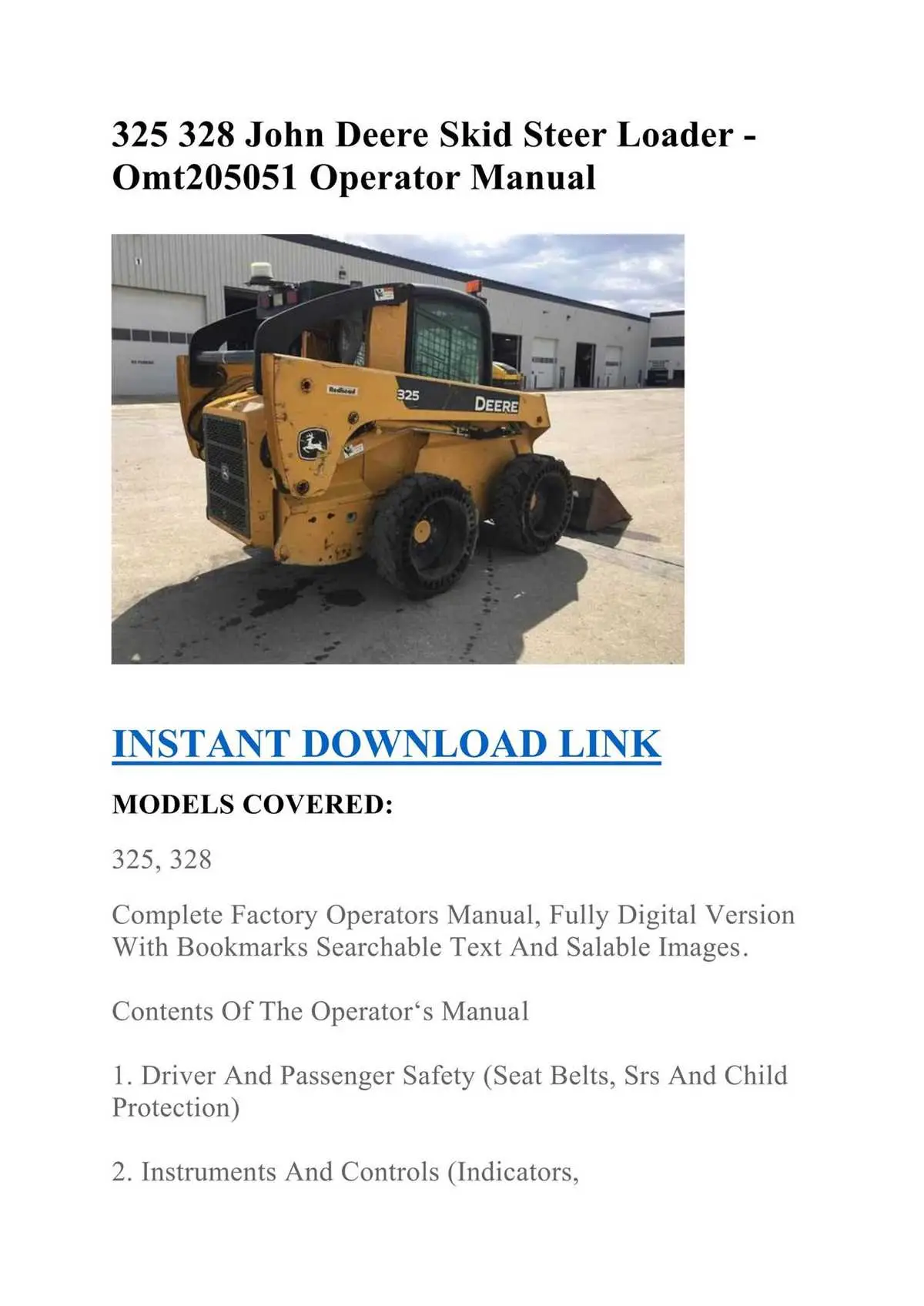 john deere 325 skid steer belt diagram