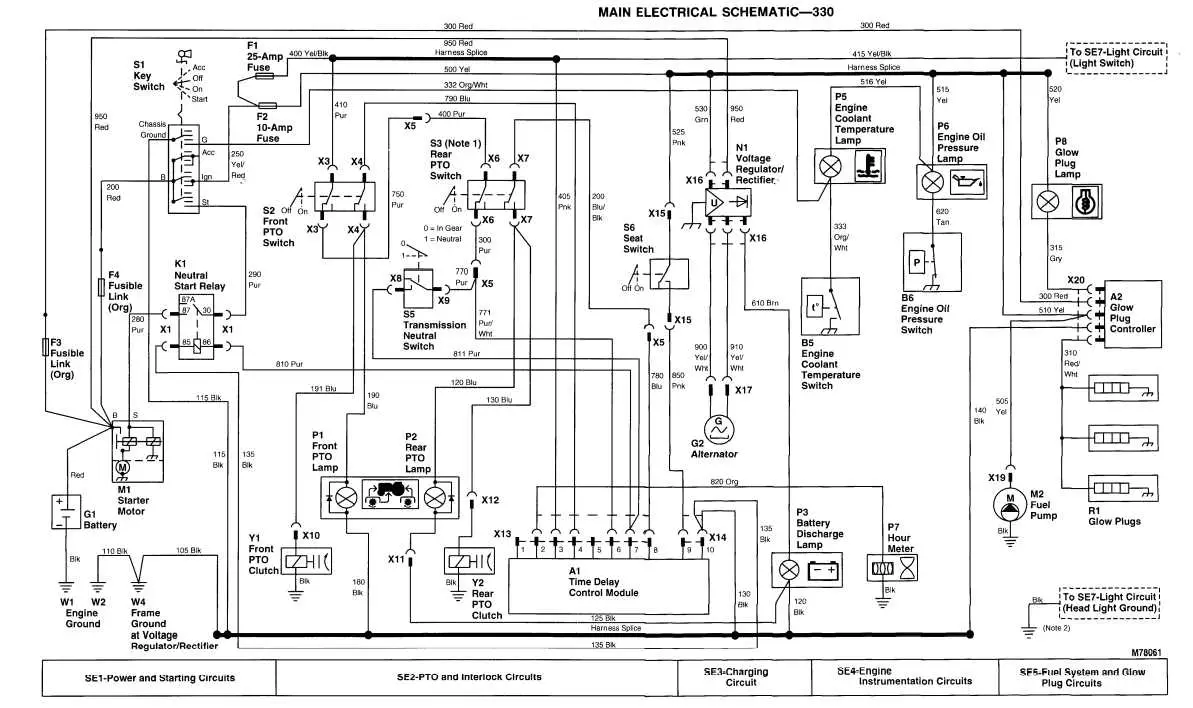 john deere 330 garden tractor wiring diagram