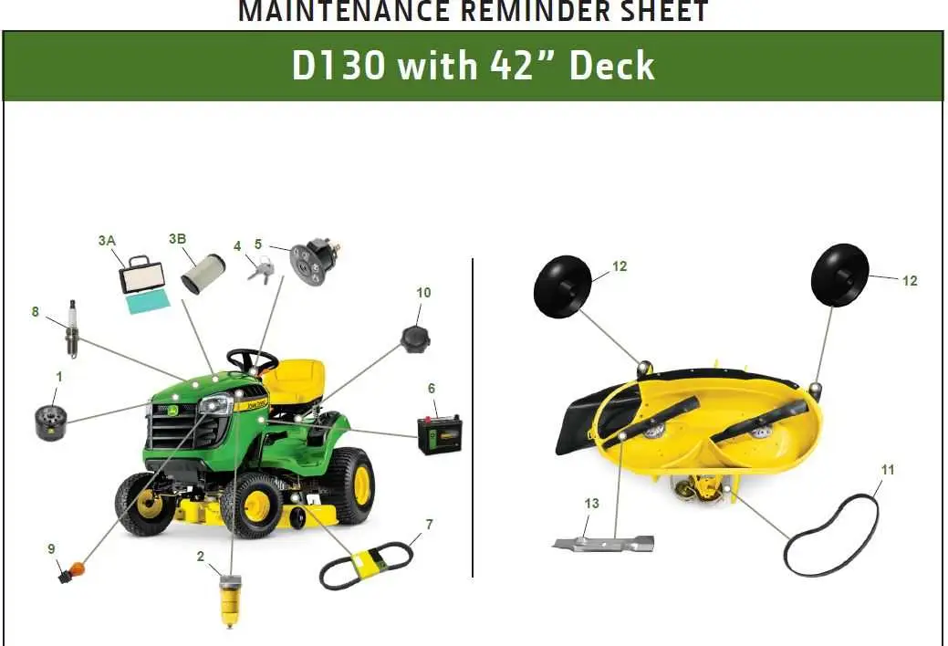 john deere d130 mower belt & brake diagram