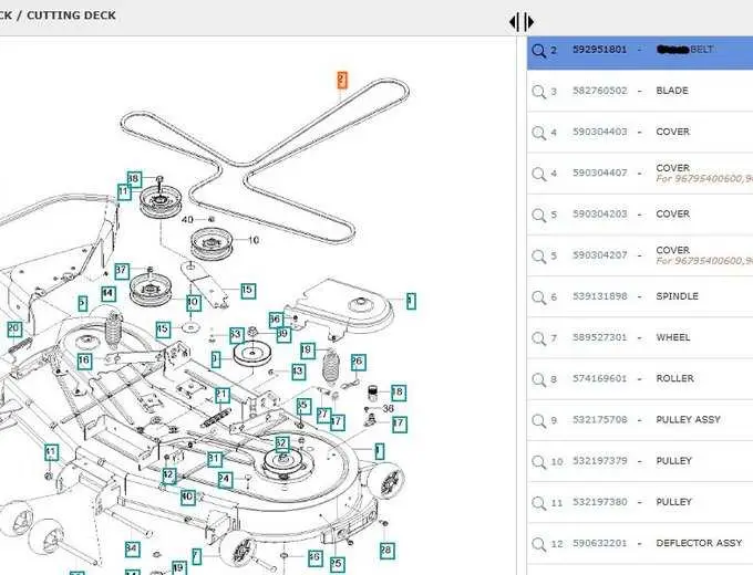 john deere deck parts diagram