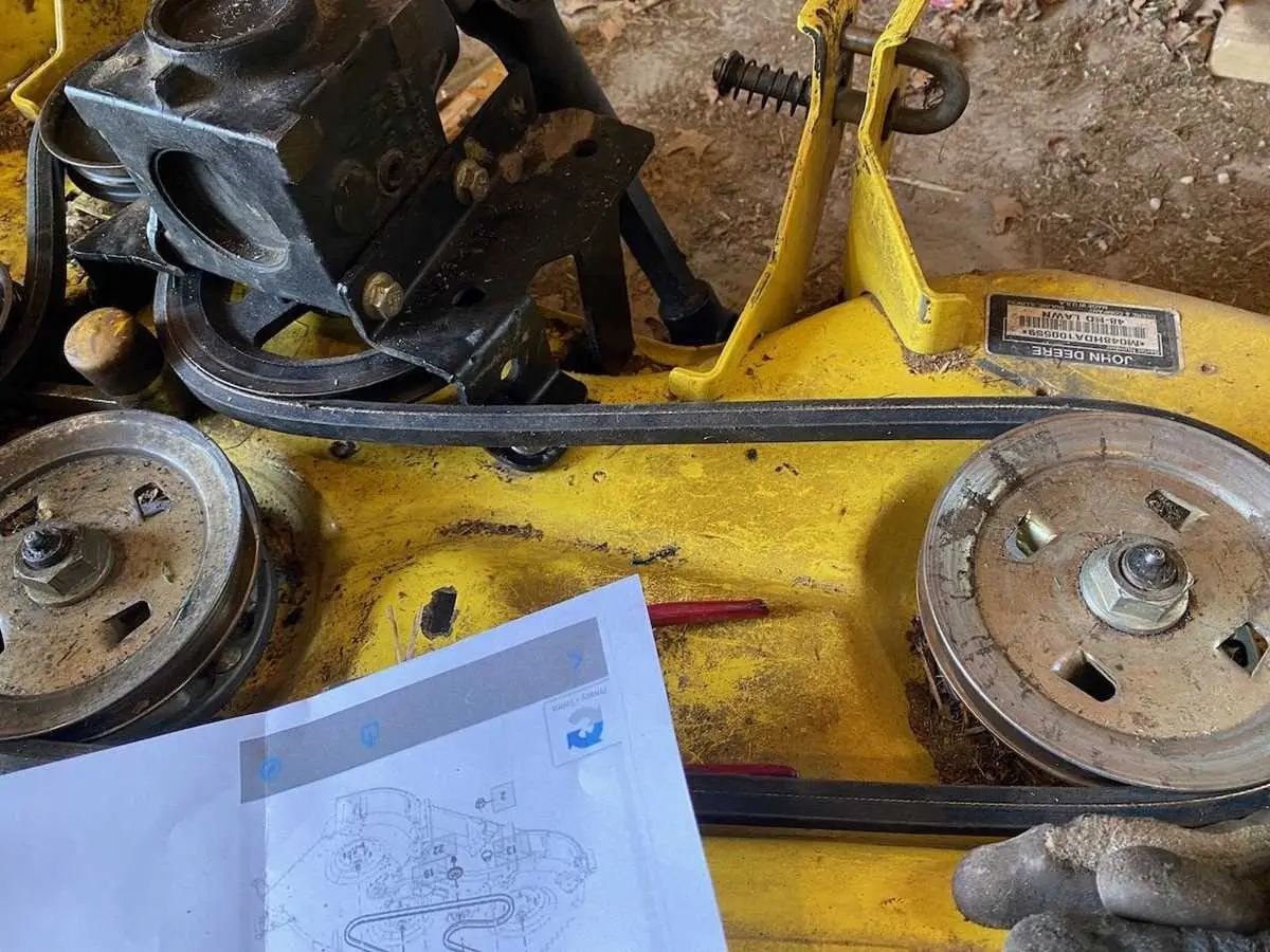 john deere 455 60 inch deck belt diagram
