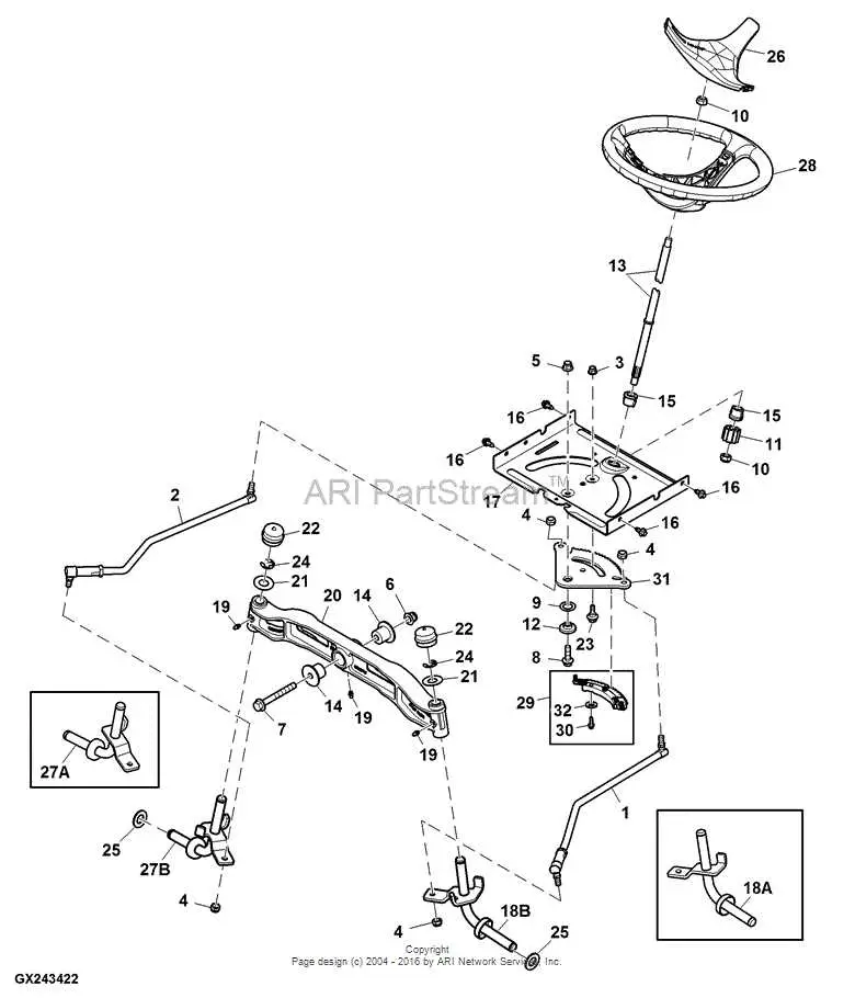 Diagrama John Deere GT235 para mantenimiento y reparaciones
