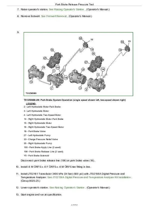 john deere brake release diagram