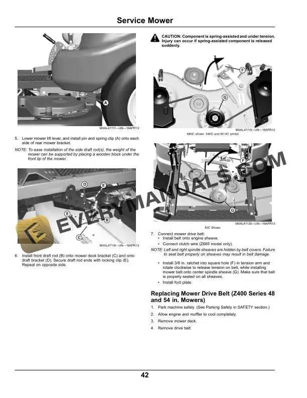 john deere mower deck belt diagram
